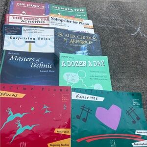 10 Assorted Piano Method Books - Colorful Covers (Green, Red, Teal, Blue)